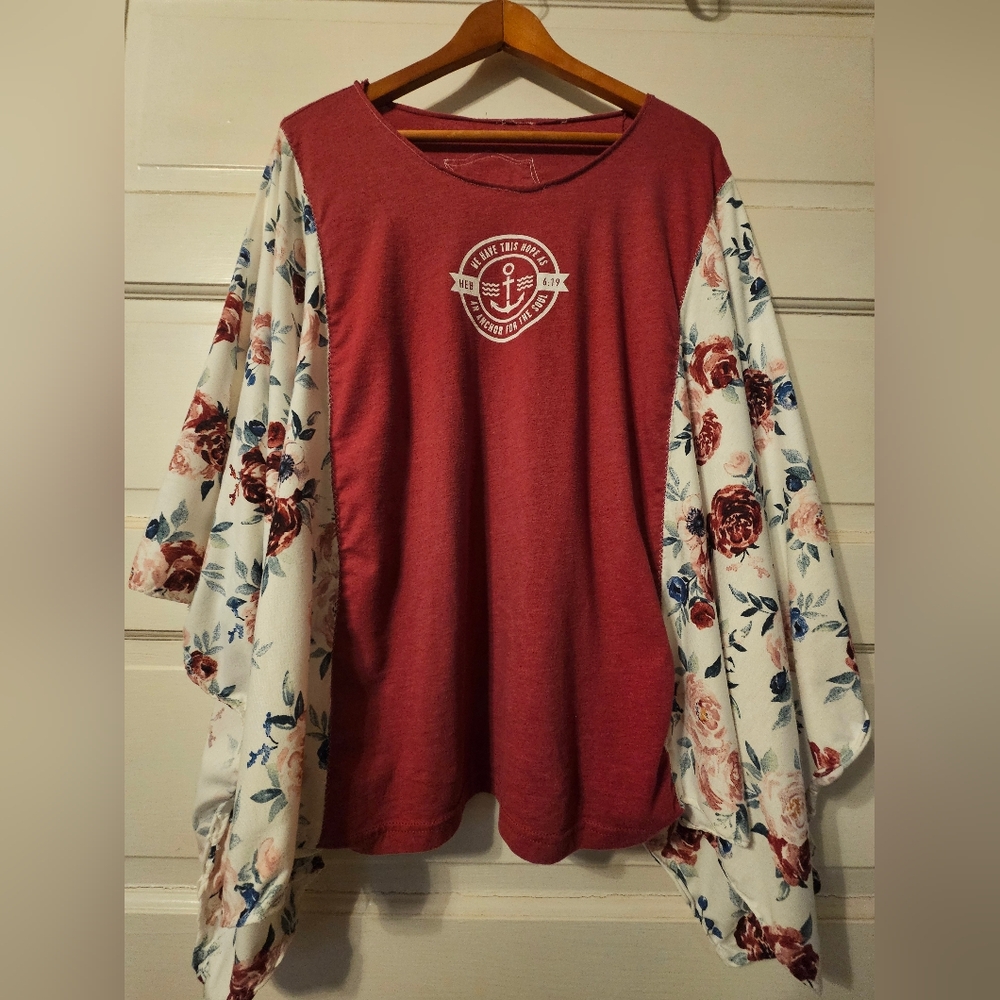 Upcycled Kimono Tshirt Festival or Concert Top. Handmade. OSFM